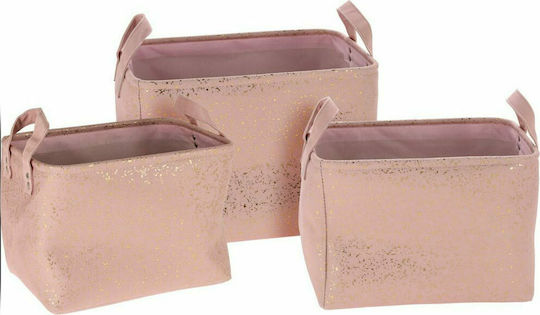 Fabric Storage Basket Pink 3pcs