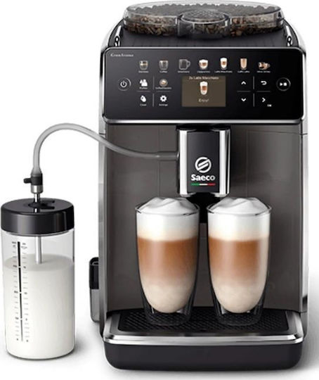 Saeco GranAroma Automatic Espresso Coffee Machine 1500W Pressure 15bar for Cappuccino with Grinder Black SM6582/10