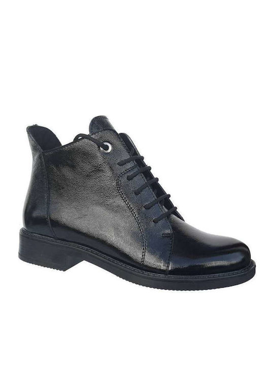 Women's Patent Leather Ankle Boots Black