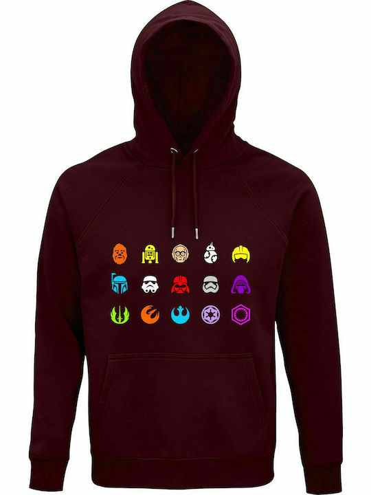 Hoodie Unisex, Organic "Star Wars mini Logos", Burgundy