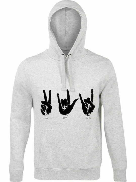 Hoodie unisex "Frieden, Liebe, Rock", Esche