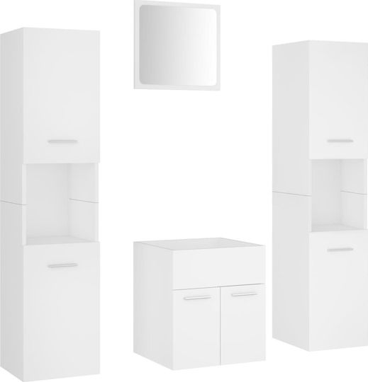vidaXL Countertop without Sink L41xW38.5xH46cm with Mirror and 2 Columns White