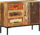 Wooden & Metallic Buffet with Drawers Brown L88xW30xH73cm