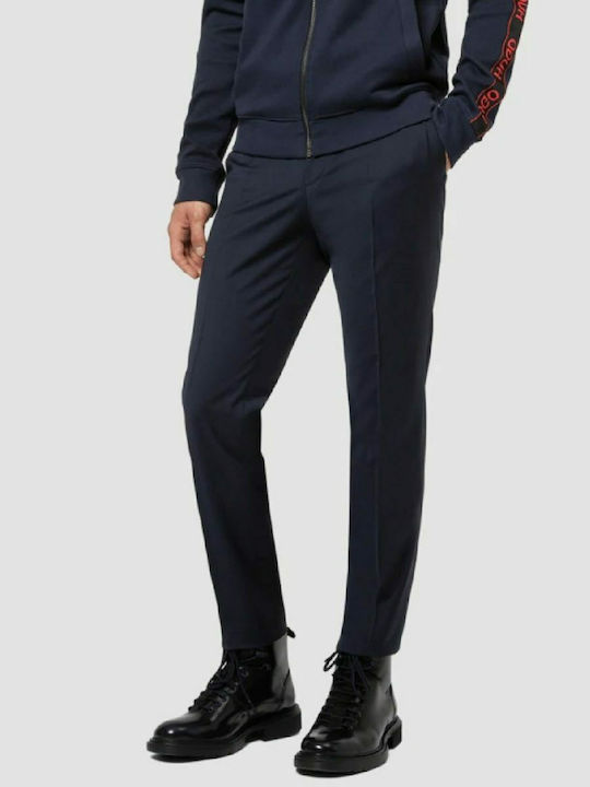Getlin Trousers Suit Elastic in Slim Fit Navy Blue