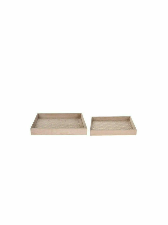 Aria Trade AT100607 Rectangle Tray Wooden In Pink Colour 2pcs