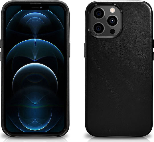 iCarer Oil Wax Back Cover Δερμάτινο Μαύρο (iPhone 13 Pro Max)