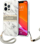 Guess Marble Plastic Back Cover with Strap Gray (iPhone 13 Pro)