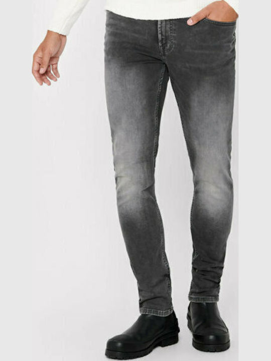 Pantaloni Jeans pentru Bărbați Elastic cu Croială Slim Gri