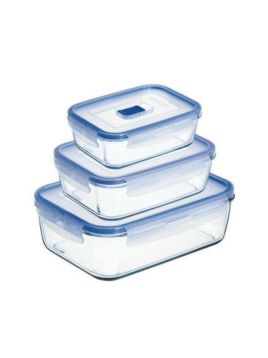 Luminarc Pure Box Active Δοχείο Φαγητού Γυάλινο Μπλε S2701396 3τμχ