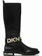 DKNY Delanie Δερμάτινες Γυναικείες Μπότες Μαύρες