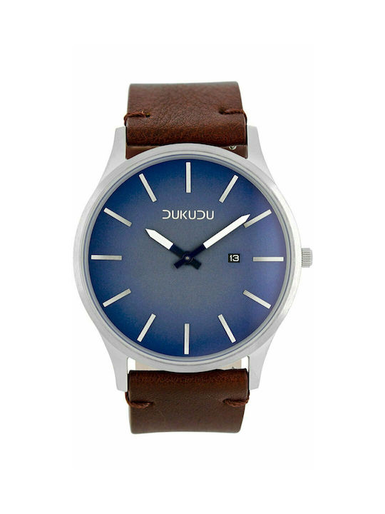 Dukudu Leonard Watch Battery with Brown Leather Strap