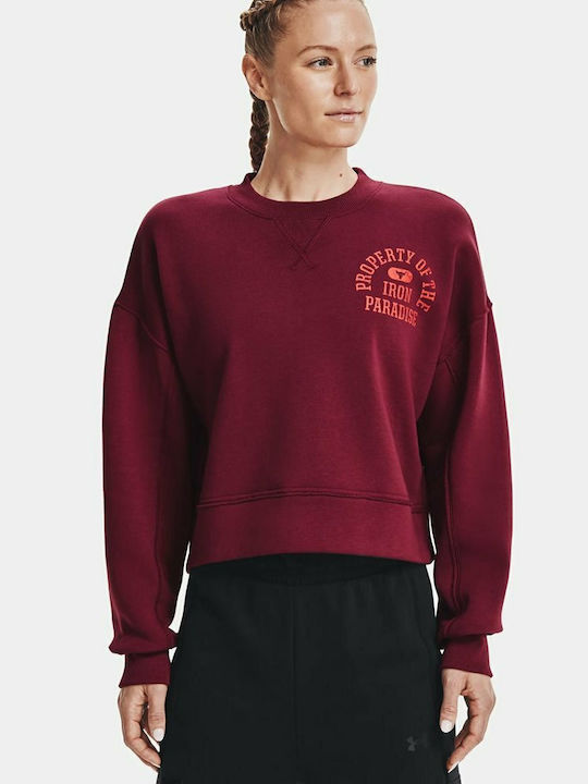 Project Rock Cropped Women's Sweatshirt Burgundy