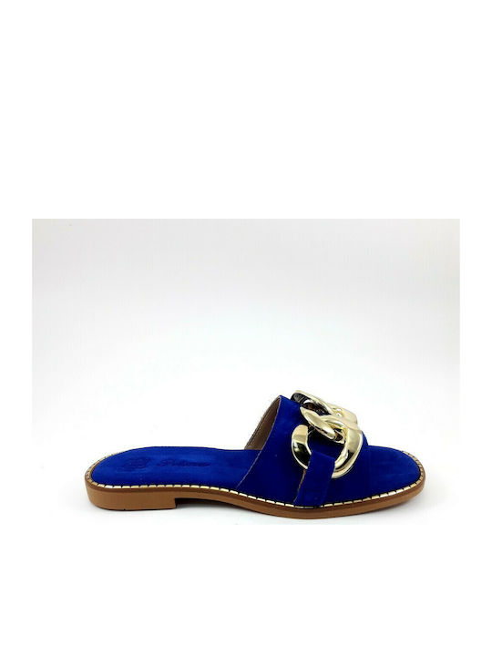 WOMEN'S LEATHER SANDALS IN BLUE - Blau