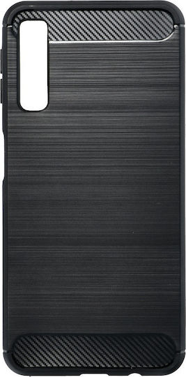 Forcell Carbon Back Cover Σιλικόνης Μαύρο (Galaxy A7 2018)
