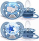 Philips Orthodontic Pacifiers Silicone Whale - Star Blue - Grey with Case for 6-18 months 2pcs