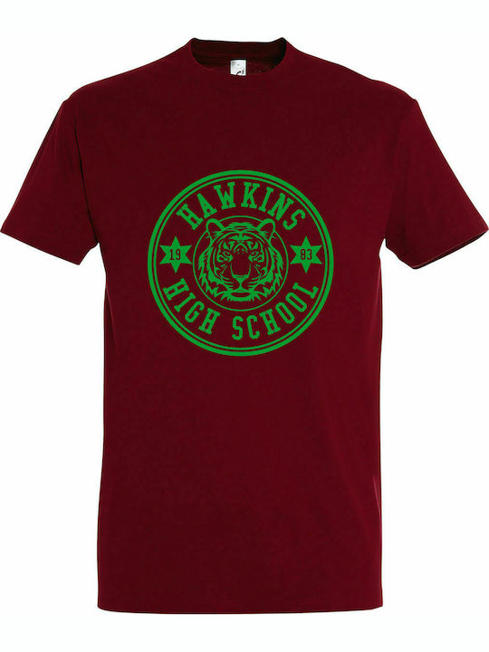 Tricou unisex "Hawkins High School, Stranger Things", Chili