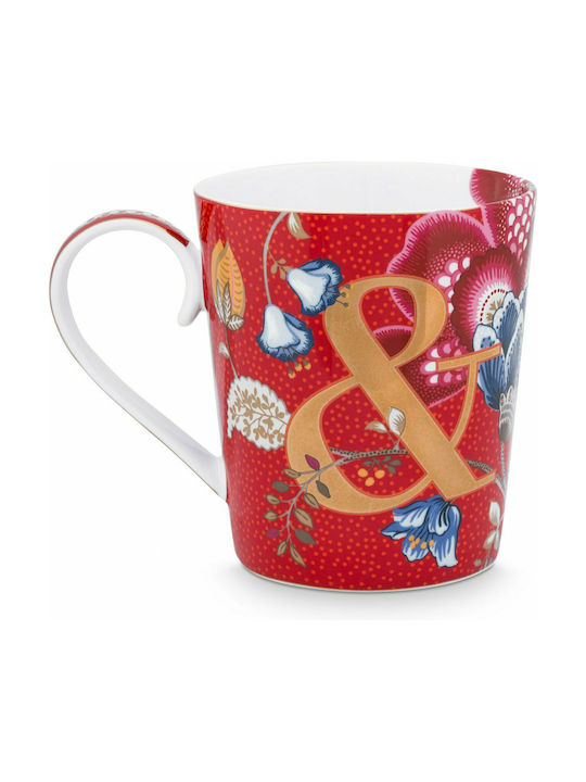 PiP Studio Alphabet Blushing Birds Porcelain Cup Red 350ml