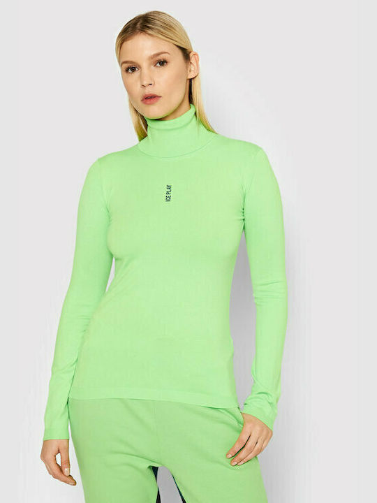 Ice Play Women's Long Sleeve Sweater Turtleneck Green