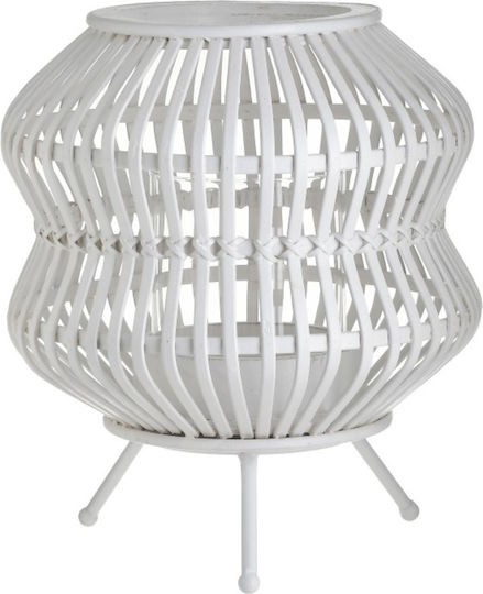 Inart Φαναράκι Ξύλινο Επιτραπέζιο Λευκό 27x27x30εκ.