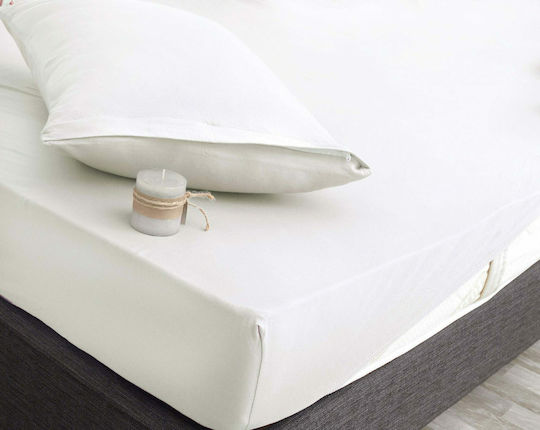 Rythmos Protective Cover Set with Pillowcase Single with Skirt Essential White 100x200+20cm