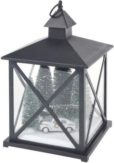 Christmas Glass Black Battery Lantern 38x23cm Car