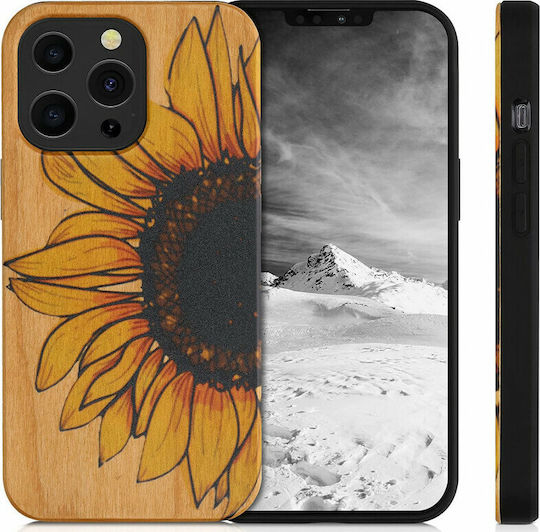 KWmobile Wood Sunflower Back Cover Ξύλινο Yellow / Dark Brown / Light Brown (iPhone 13 Pro)