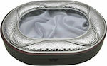 Tabletop Oval Wedding Crown Case Silver Plated Brown