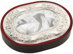 Tabletop Oval Wedding Crown Case Silver Plated Brown