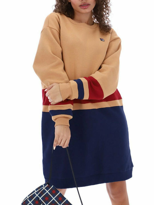 Carmine Sweatshirt Dress Mini Athletic Dress Long Sleeve Beige