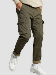 Funky Buddha Men's Cargo Elastic Trousers Regular Fit Light Olive -LT