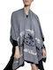 Gray Damen Poncho