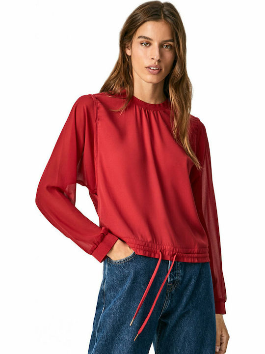 Pepe Jeans Gisela Women's Blouse Long Sleeve Winter Red