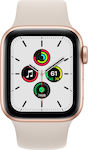 Apple Watch SE Aluminium 40mm Αδιάβροχο με Παλμογράφο (Gold with Starlight Sport Band)