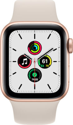 Apple Watch SE Aluminium 40mm Αδιάβροχο με Παλμογράφο (Gold with Starlight Sport Band)