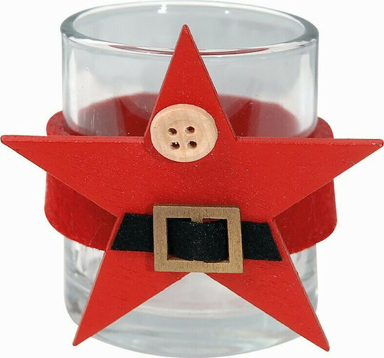 Lianos Christmas Glass Red Candlestick 6x5cm