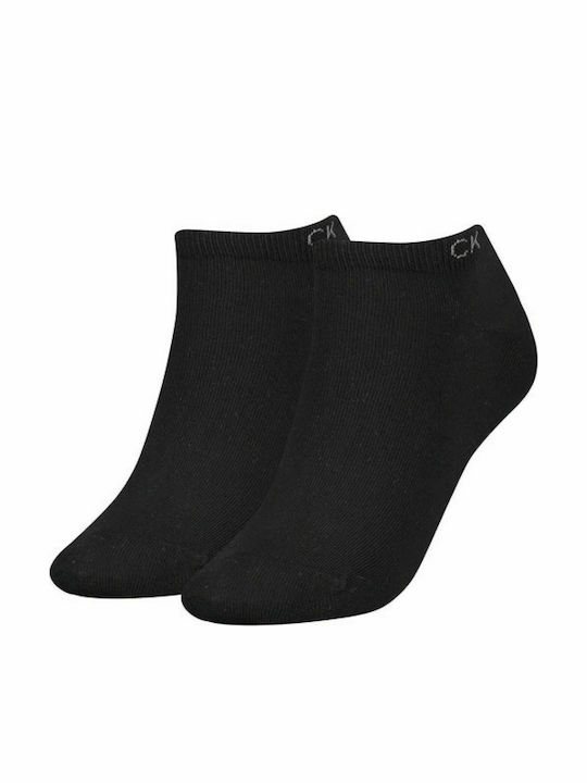 Calvin Klein Damen Einfarbige Socken Schwarz 2Pack