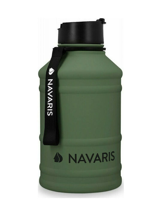 Navaris Stainless Steel Water Bottle 2200ml Green