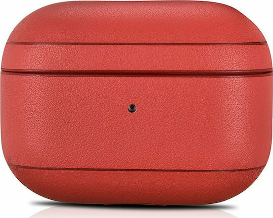 iCarer Nappa Classic Style Θήκη Δερμάτινη σε Κόκκινο χρώμα για Apple AirPods Pro