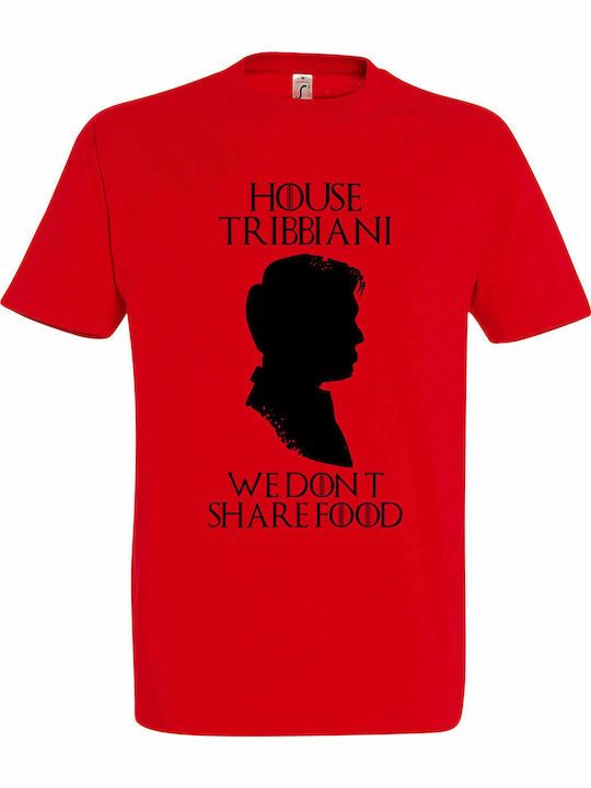 T-shirt Unisex "House Tribbiani, We don't share food, Friends", Red