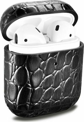 iCarer Crocodile Synthetic Leather Case Black for Apple AirPods