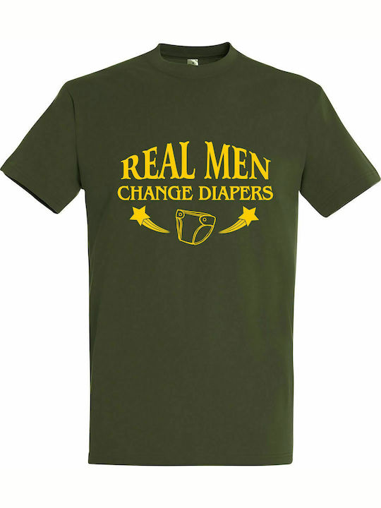 T-shirt unisex "Echte Männer wechseln Windeln, neuer Vater", Armee