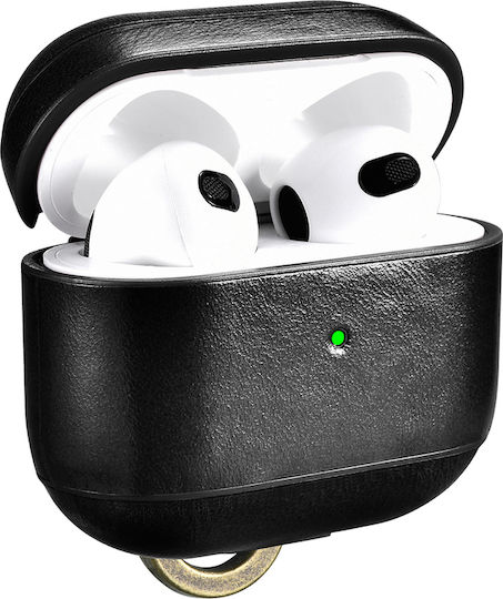 iCarer Vintage with The Hook Leather Case with Keychain Black for Apple AirPods 3