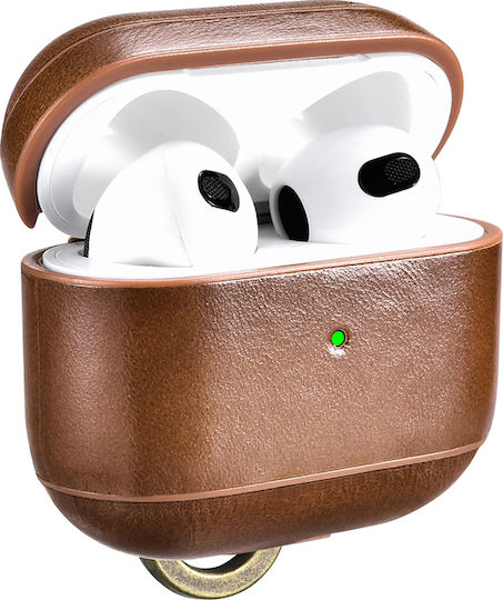 iCarer Vintage Leather Case with Keychain Brown for Apple AirPods 3