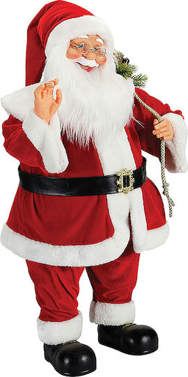 Dekorativer Weihnachtsmann mit Musik und Bewegung Rot aus Stoff 80cm