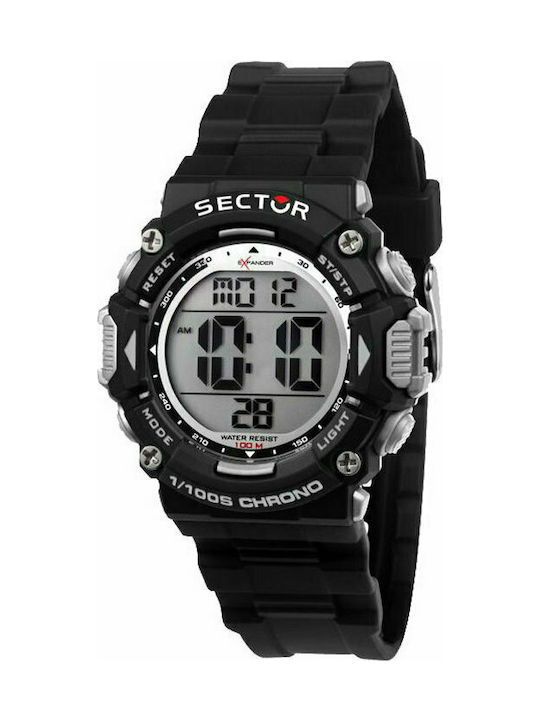Sector EX-32 Ψηφιακό Ρολόι Χρονογράφος Μπαταρίας με Καουτσούκ Λουράκι σε Μαύρο χρώμα