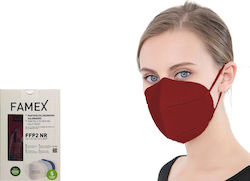 Famex Disposable Protective Mask FFP2 Particle Filtering Half NR Maroon 50pcs