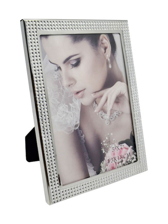 Ankor Metallic Photo Frame with Silver Frame and Rhinestones