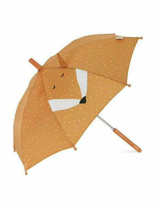 Trixie Kids Curved Handle Umbrella Mr Fox with Diameter 70cm Orange