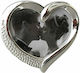 Photo Frame Silver Plated Heart Shaped Καρδιά 14x14cm with Silver Frame