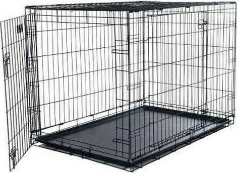 Ikaros Dog Wire Cage Large with 2 Doors Black 92.5x57.5x64cm
